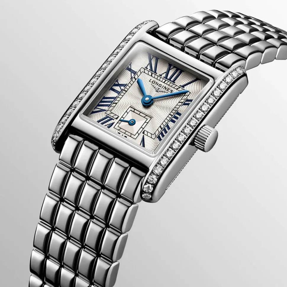 Longines MiniDolcevita 2023 29 X 21.50mm Silver "flinqué" Blue Hands Dial Diamond Case Watch