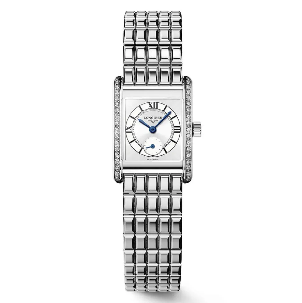 Longines MiniDolcevita 2023 29x21.5mm Silver "flinqué" Cosmo Circle Dial Diamond Case Watch