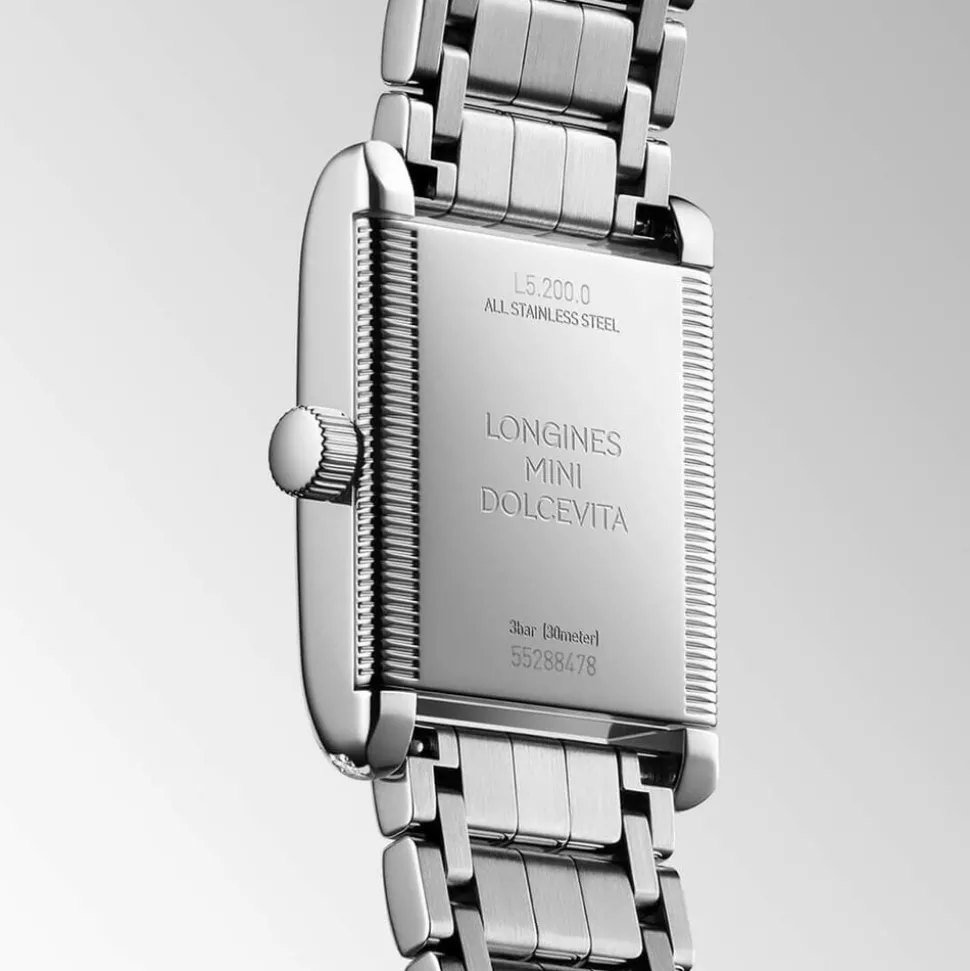 Longines MiniDolcevita 2023 29x21.5mm Silver "flinqué" Cosmo Circle Dial Diamond Case Watch
