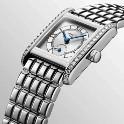 Longines MiniDolcevita 2023 29x21.5mm Silver "flinqué" Cosmo Circle Dial Diamond Case Watch