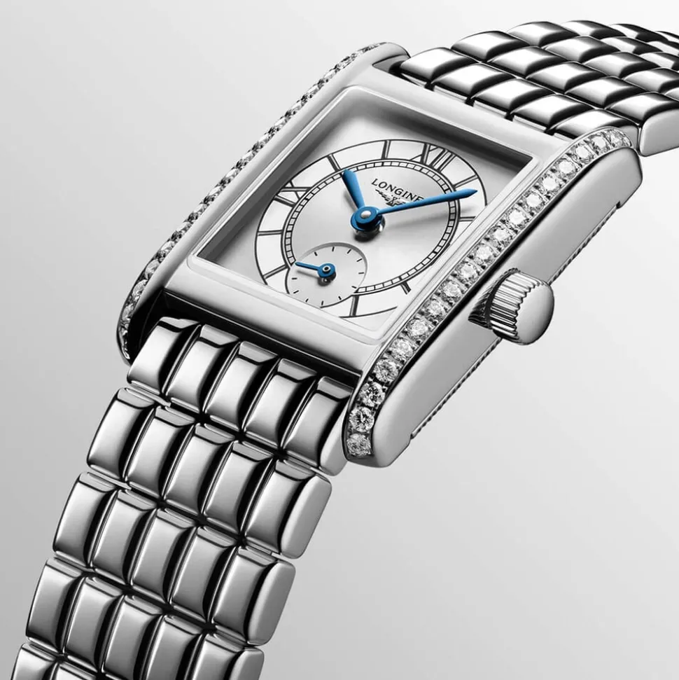 Longines MiniDolcevita 2023 29x21.5mm Silver "flinqué" Cosmo Circle Dial Diamond Case Watch