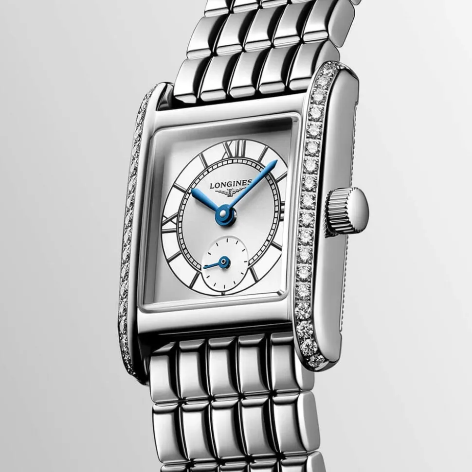 Longines MiniDolcevita 2023 29x21.5mm Silver "flinqué" Cosmo Circle Dial Diamond Case Watch