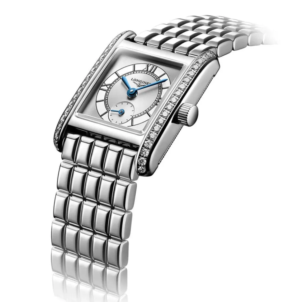 Longines MiniDolcevita 2023 29x21.5mm Silver "flinqué" Cosmo Circle Dial Diamond Case Watch
