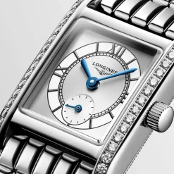 Longines MiniDolcevita 2023 29x21.5mm Silver "flinqué" Cosmo Circle Dial Diamond Case Watch