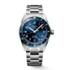 Longines Spirit Zulu 39mm Blue Sunray Dial Ceramic Case Steel Bracelet Watch