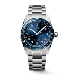 Longines Spirit Zulu 39mm Blue Sunray Dial Ceramic Case Steel Bracelet Watch