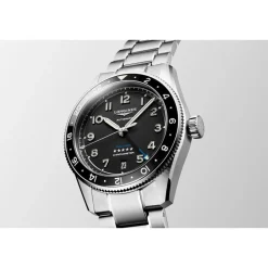 Longines Spirit Zulu 39mm Black Dial Ceramic Case Steel Bracelet Watch