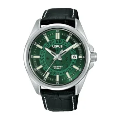 Lorus Automatic Gents 43mm Green Dial Black Leather Strap Watch