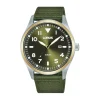 Lorus Quartz Gents 42mm Green Dial Gold Tone Steel Case Strap Watch