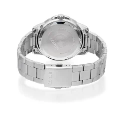 Lorus Quartz Gents 42mm Orange 'Seigaiha-mon' Dial Black Bezel Steel Bracelet Watch