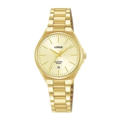 Lorus Quartz Ladies 28mm Champagne Dial Gold Tone Steel Bracelet Watch
