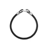 Men's Steel & Black Leather Plait Bracelet