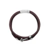 Men's Steel & Brown Leather Triple Wrap Anchor Bracelet