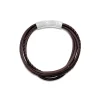 Men's Steel & Brown Multi Wrap Leather Plait Bracelet