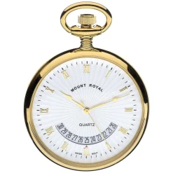 Mount Royal Gold Plated Cream Dial Roman Date Feature Pocket Watch