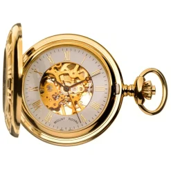 Mount Royal Half Hunter Skeleton Dial Gold Plated Open Roman Numerals Case Pocket Watch CASE
