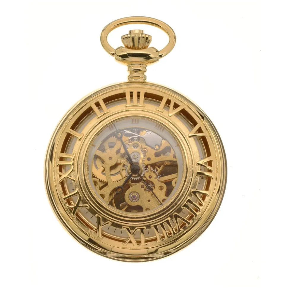 Mount Royal Half Hunter Skeleton Dial Gold Plated Open Roman Numerals Case Pocket Watch CASE