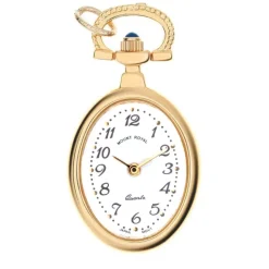 Mount Royal White Arabic Numerals Oval Dial Gold Plated Case Pendant Pocket Watch