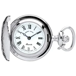 Mount Royal White Roman Numerals Dial Engraved Full Hunter Case Pendant Pocket Watch