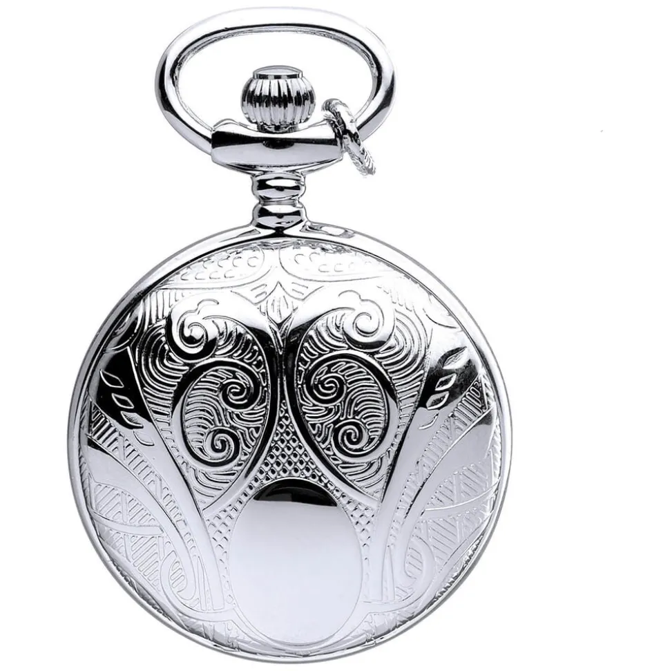 Mount Royal White Roman Numerals Dial Engraved Full Hunter Case Pendant Pocket Watch