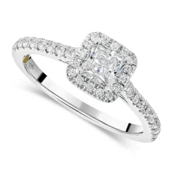 Northern Star 0.80ct Diamond Halo Stone Shoulders 18ct White Gold Ring