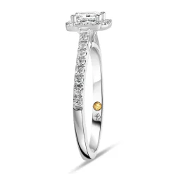 Northern Star 0.80ct Diamond Halo Stone Shoulders 18ct White Gold Ring