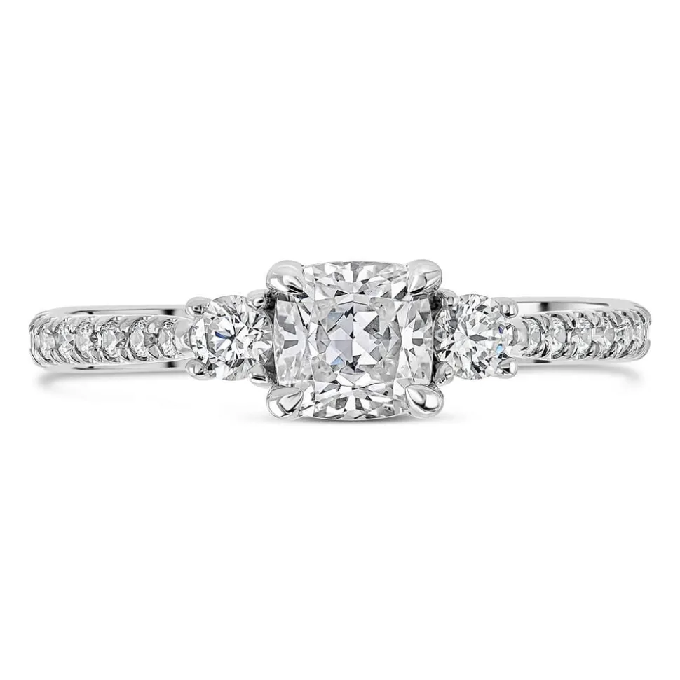 Northern Star 1.0ct Cushion Diamond Side Stones 18ct White Gold Ring