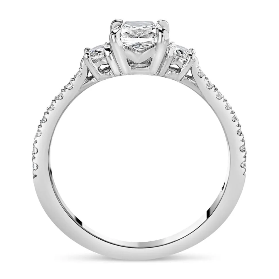 Northern Star 1.0ct Cushion Diamond Side Stones 18ct White Gold Ring