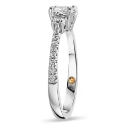Northern Star 1.0ct Cushion Diamond Side Stones 18ct White Gold Ring