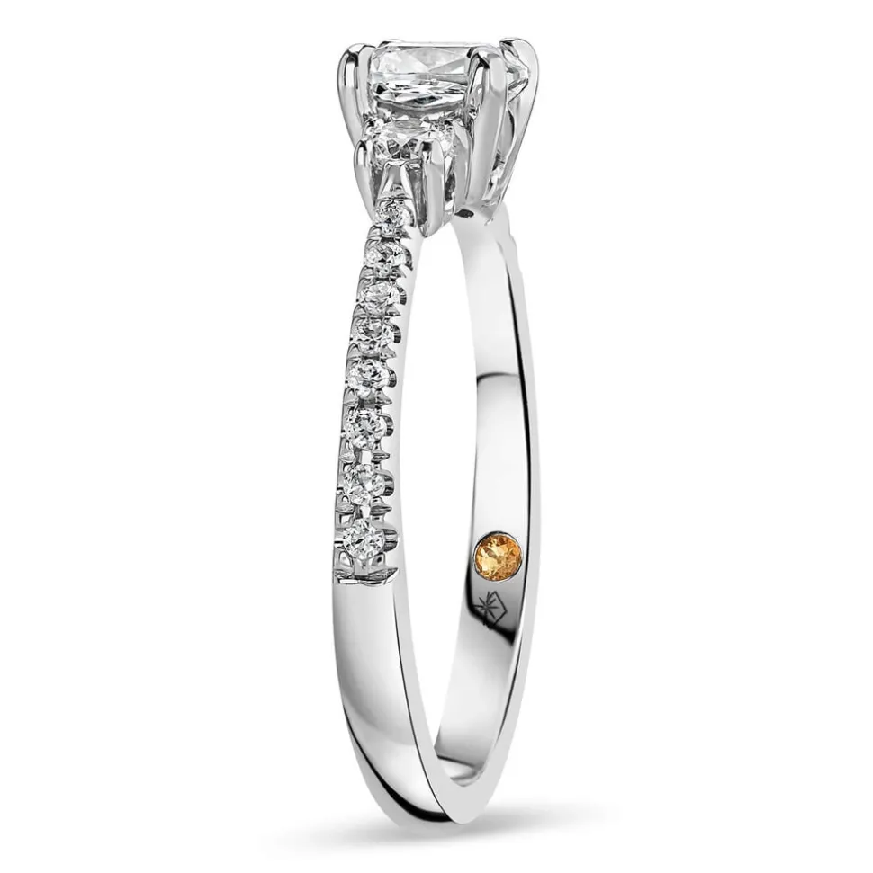 Northern Star 1.0ct Cushion Diamond Side Stones 18ct White Gold Ring