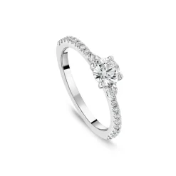 Northern Star 0.75ct Diamond Round Brilliant Small Pear Sides & Shoulders Platinum Ring