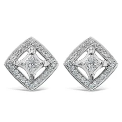 Northern Star 0.32ct Diamond Halo 18ct White Gold Open Stud Earrings