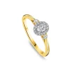 Northern Star 0.40ct Diamond Oval Halo & Sides 18ct Yellow Gold Ring
