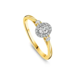 Northern Star 0.40ct Diamond Oval Halo & Sides 18ct Yellow Gold Ring