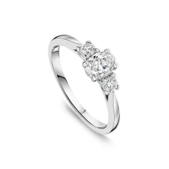 Northern Star 0.55ct Diamond Three Stones Oval Centre & Round Sides Platinum Ring