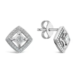 Northern Star 0.32ct Diamond Halo 18ct White Gold Open Stud Earrings