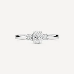Northern Star 0.55ct Diamond Three Stones Oval Centre & Round Sides Platinum Ring