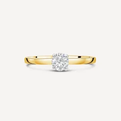 Northern Star 0.55ct Diamond Round Brilliant & Hidden Halo 18ct Yellow Gold Ring