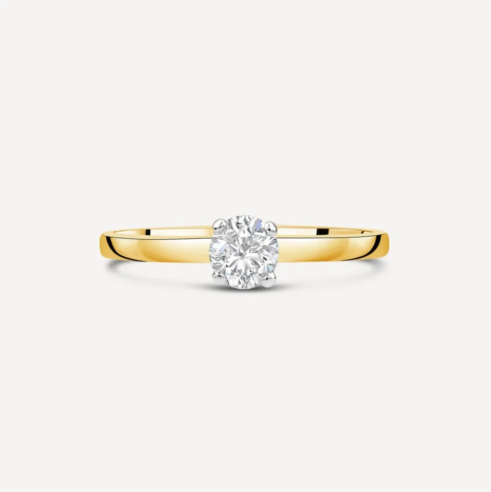 Northern Star 0.55ct Diamond Round Brilliant & Hidden Halo 18ct Yellow Gold Ring