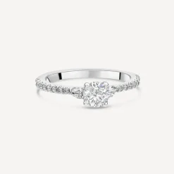 Northern Star 0.75ct Diamond Round Brilliant Small Pear Sides & Shoulders Platinum Ring
