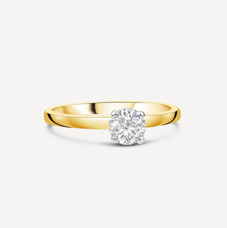 Northern Star 0.55ct Diamond Round Brilliant & Hidden Halo 18ct Yellow Gold Ring