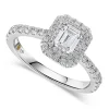 Northern Star 0.75ct Emerald Cut Diamond Double Halo 18ct White Gold Ring