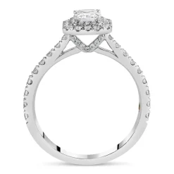 Northern Star 0.75ct Emerald Cut Diamond Double Halo 18ct White Gold Ring