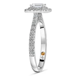 Northern Star 0.75ct Emerald Cut Diamond Double Halo 18ct White Gold Ring