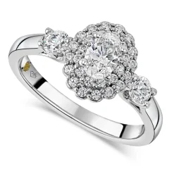 Northern Star 0.85ct Oval Diamond Double Halo 18ct White Gold Ring