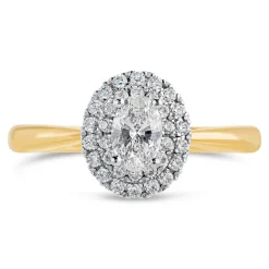 Northern Star 0.50ct Oval Diamond Double Halo 18ct Yellow Gold Ring