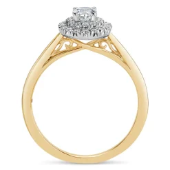 Northern Star 0.50ct Oval Diamond Double Halo 18ct Yellow Gold Ring