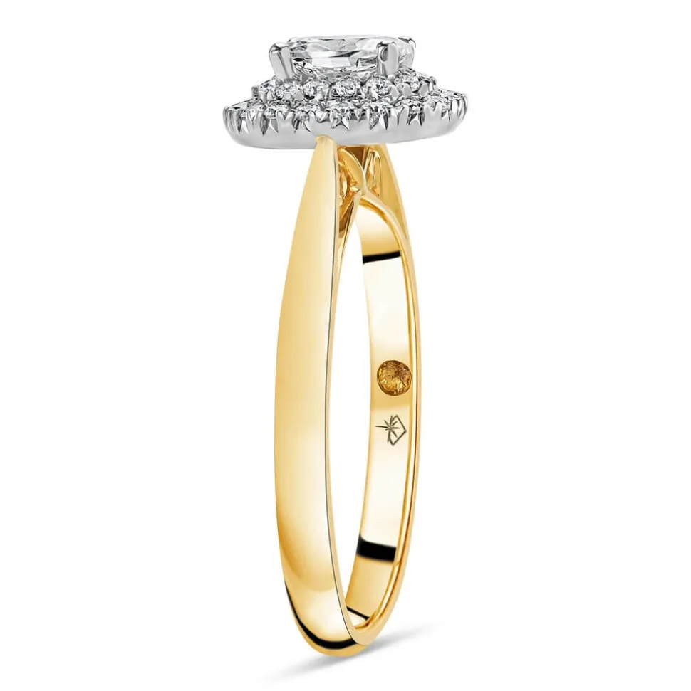 Northern Star 0.50ct Oval Diamond Double Halo 18ct Yellow Gold Ring