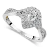 Northern Star 0.70ct Pear Diamond Twisted Shoulders 18ct White Gold Ring