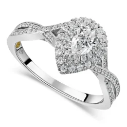 Northern Star 0.70ct Pear Diamond Twisted Shoulders 18ct White Gold Ring